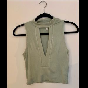 Light olive green crop top from A+ Ellen